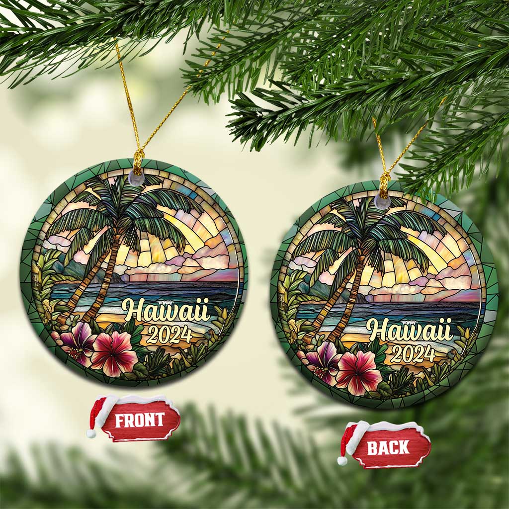 Beach Hibiscus Hawaii 2024 Christmas Ornament TS09