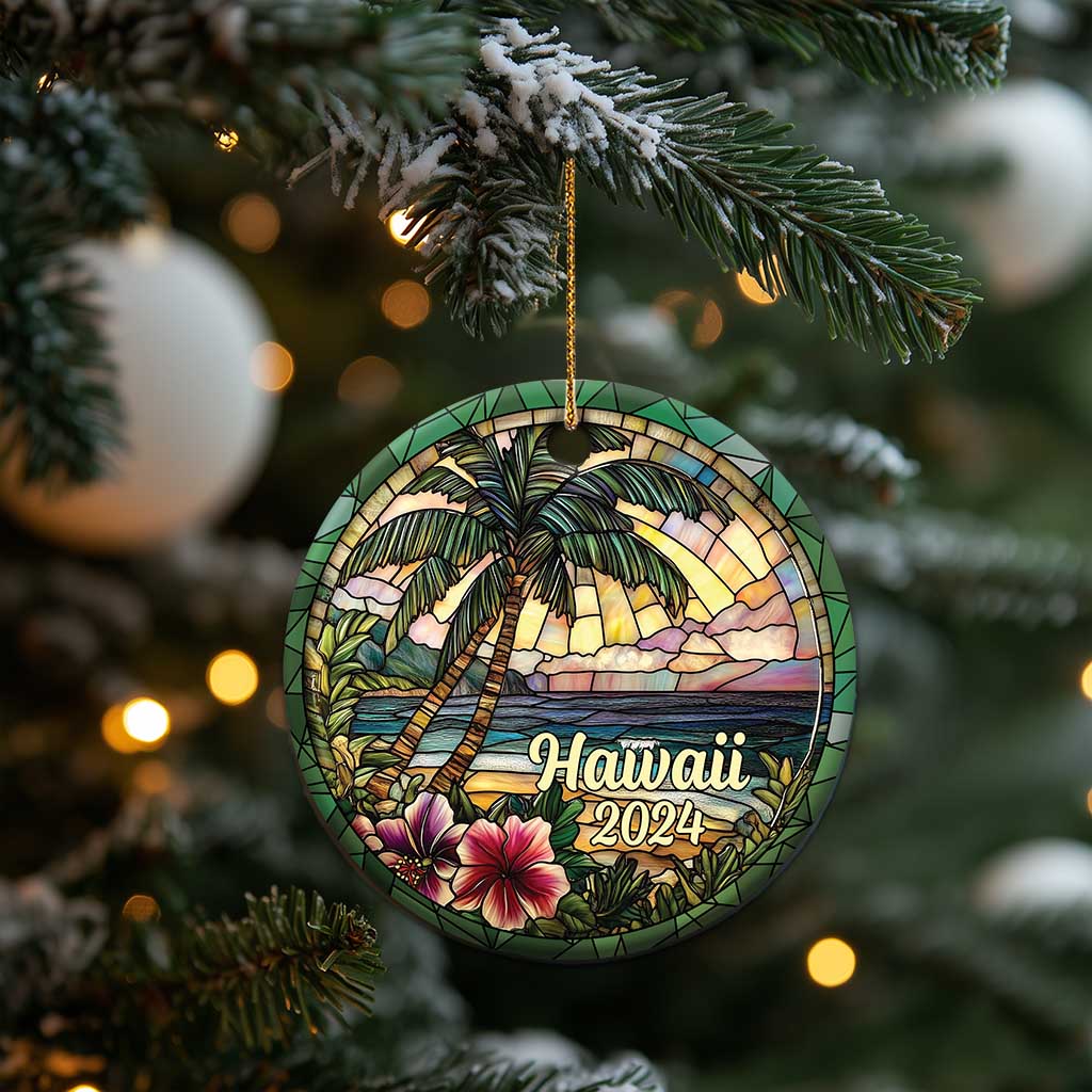 Beach Hibiscus Hawaii 2024 Christmas Ornament TS09
