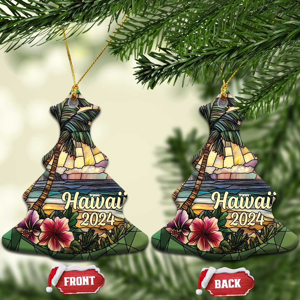 Beach Hibiscus Hawaii 2024 Christmas Ornament TS09