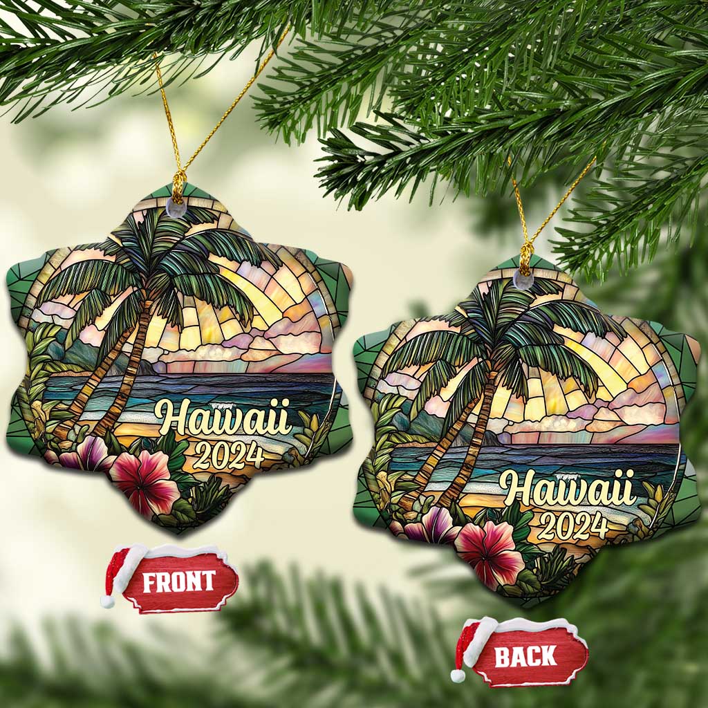 Beach Hibiscus Hawaii 2024 Christmas Ornament TS09