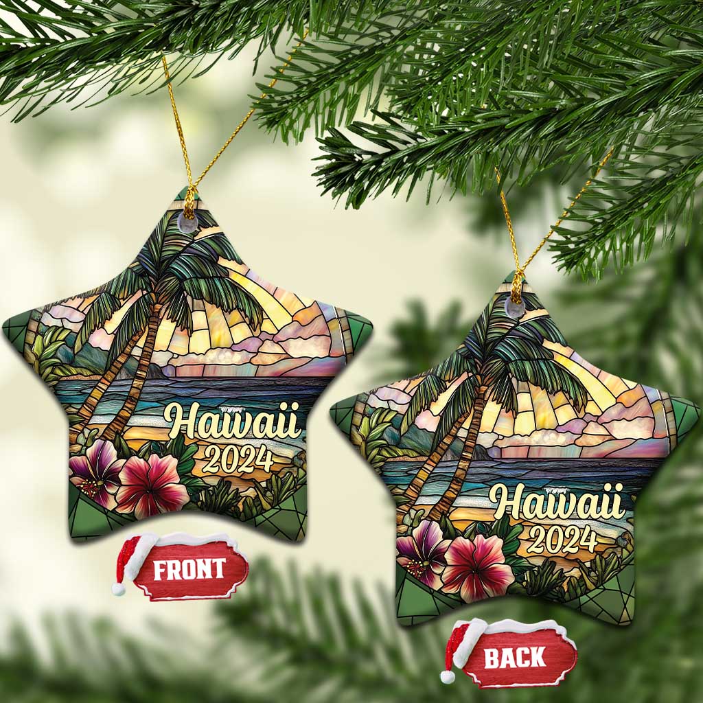 Beach Hibiscus Hawaii 2024 Christmas Ornament TS09
