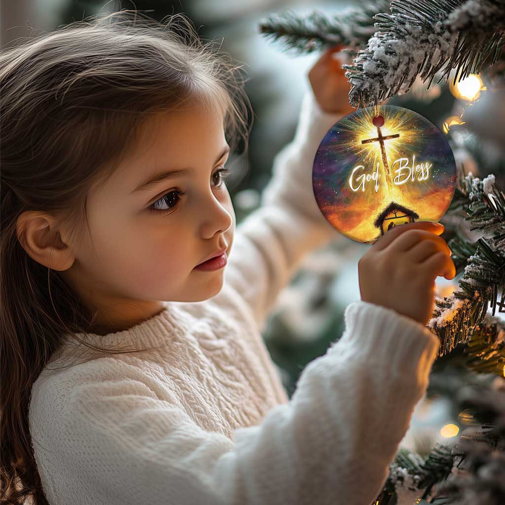 Nativity Christmas God Bless Christian Christmas Ornament TS09