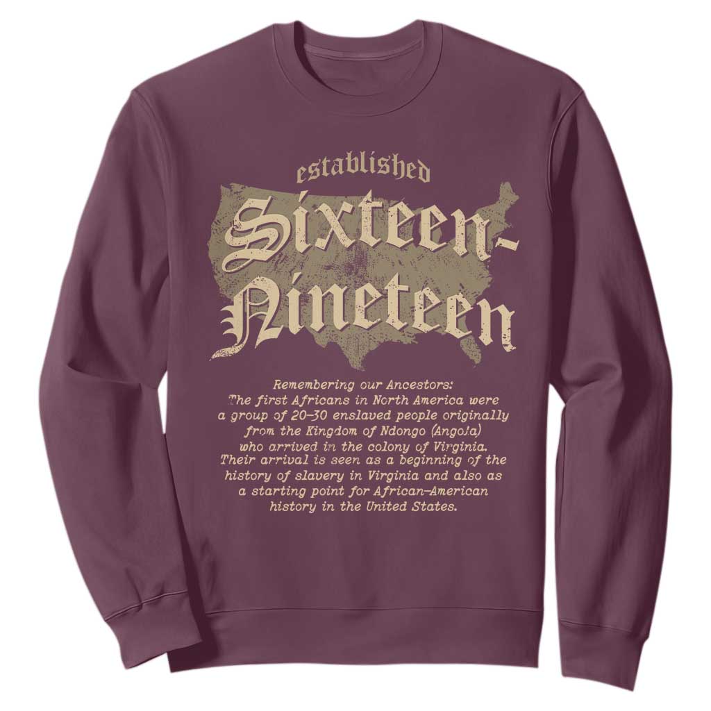 Black History Sweatshirt 1619 Sixteen-Nineteen Established TS09