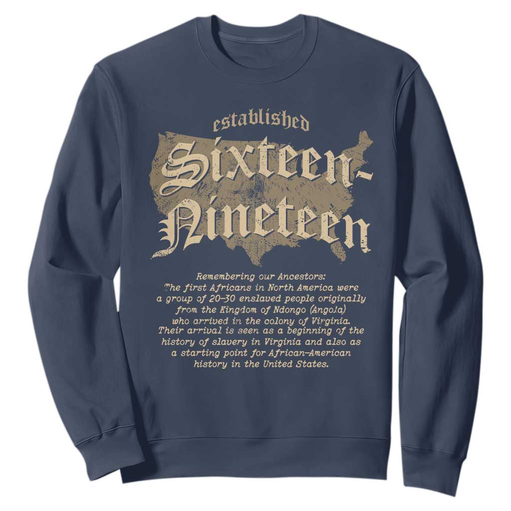 Black History Sweatshirt 1619 Sixteen-Nineteen Established TS09