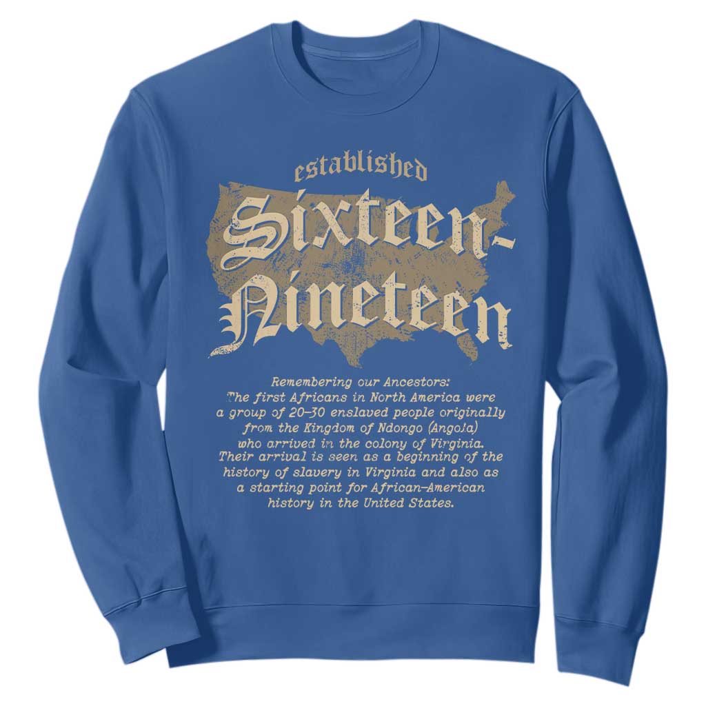 Black History Sweatshirt 1619 Sixteen-Nineteen Established TS09