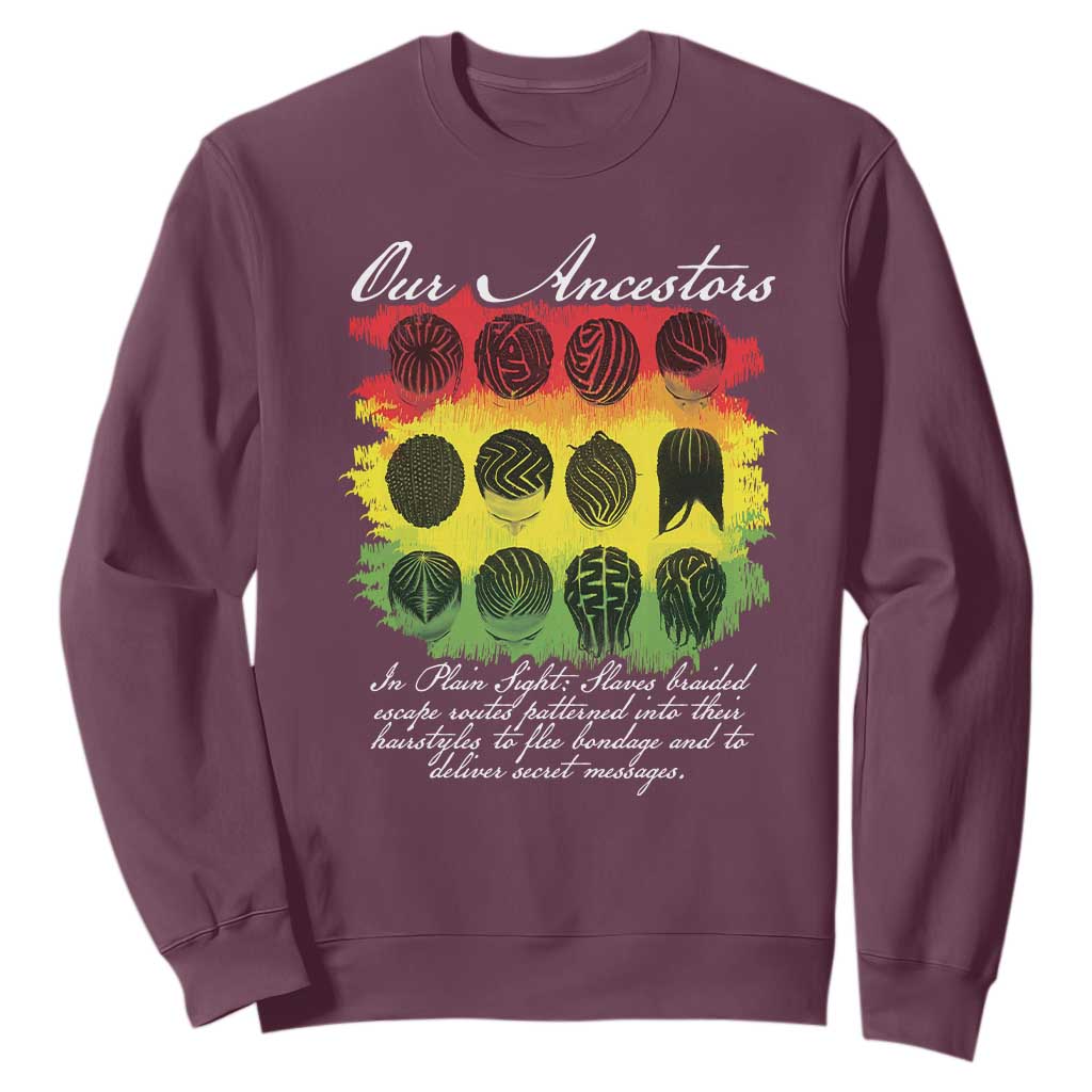 Black History Sweatshirt Our Ancestors Escape Routes Braids TS09