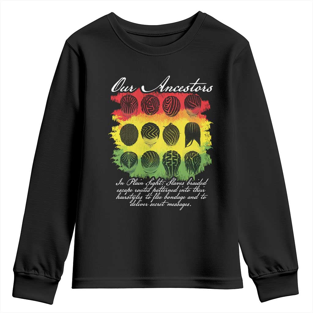 Black History Youth Sweatshirt Our Ancestors Escape Routes Braids TS09