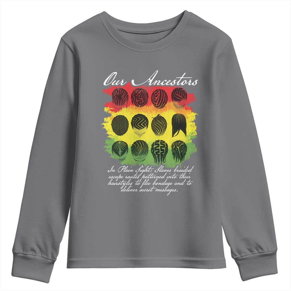Black History Youth Sweatshirt Our Ancestors Escape Routes Braids TS09