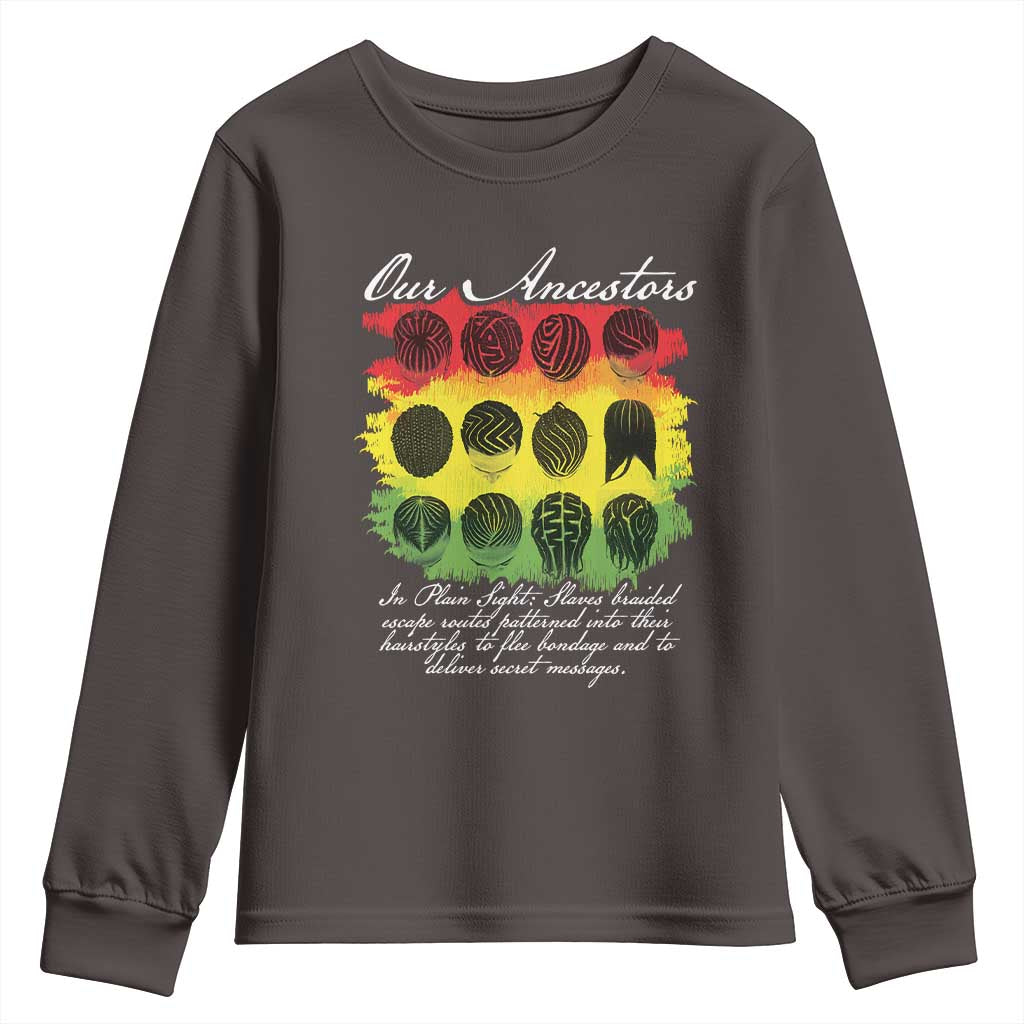Black History Youth Sweatshirt Our Ancestors Escape Routes Braids TS09