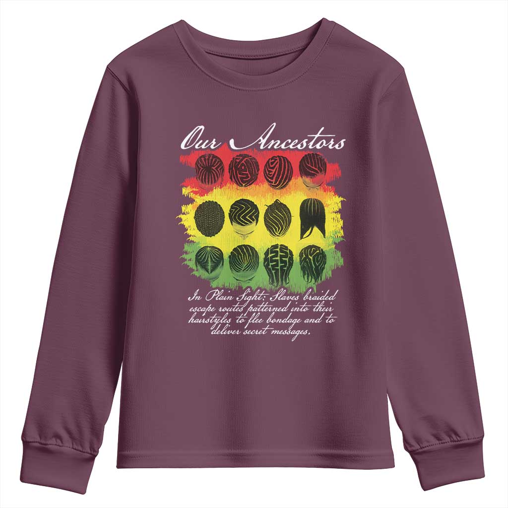 Black History Youth Sweatshirt Our Ancestors Escape Routes Braids TS09