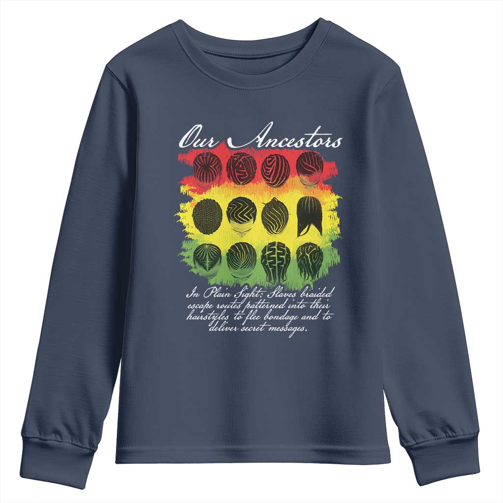 Black History Youth Sweatshirt Our Ancestors Escape Routes Braids TS09