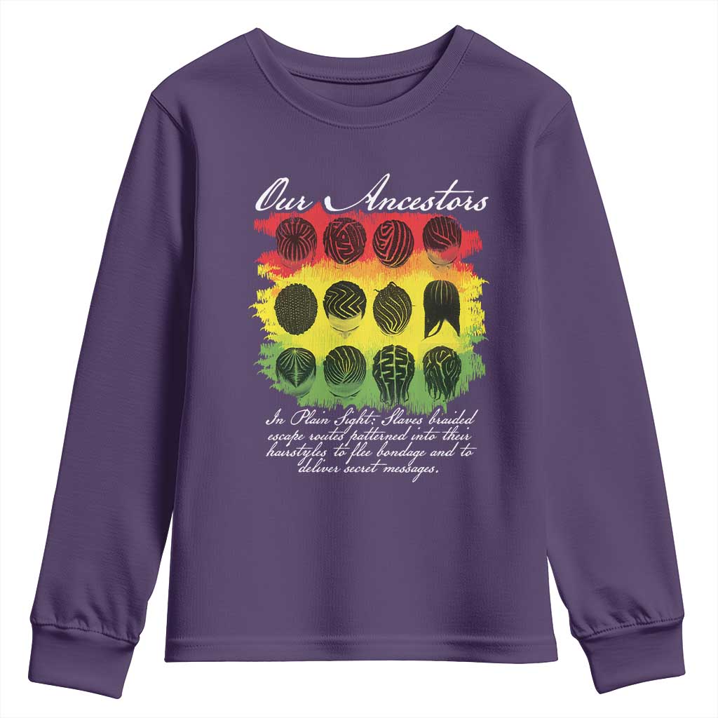 Black History Youth Sweatshirt Our Ancestors Escape Routes Braids TS09