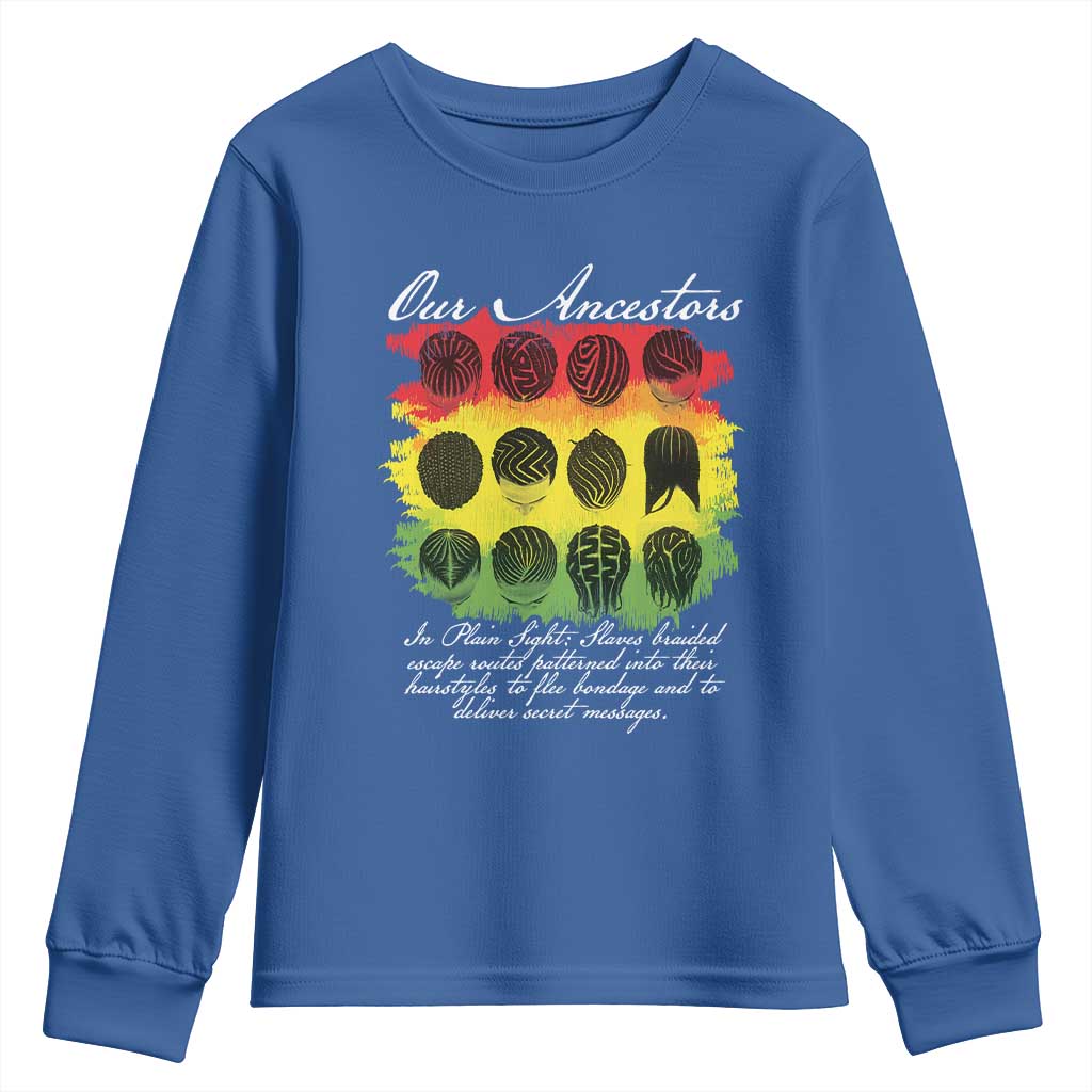 Black History Youth Sweatshirt Our Ancestors Escape Routes Braids TS09