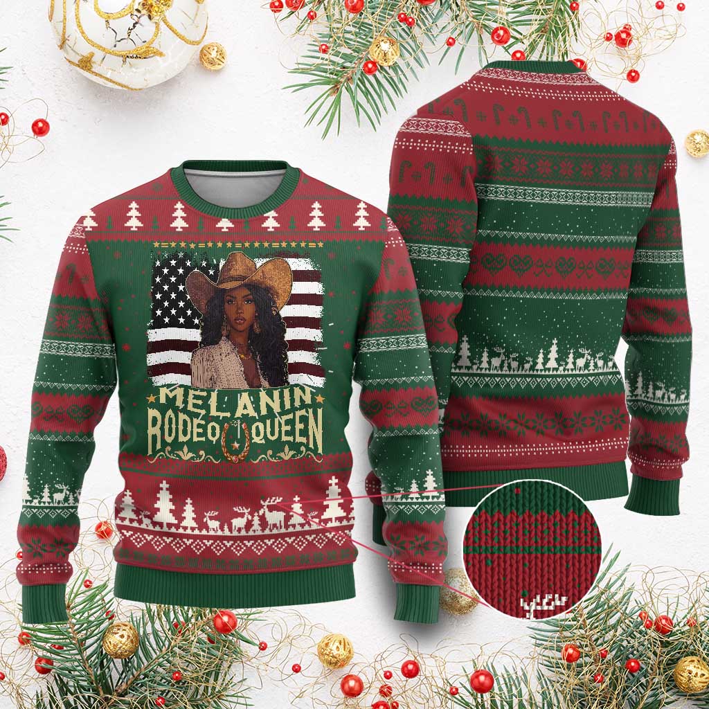 Black Cowgirl Ugly Christmas Sweater Melanin Rodeo Queen TS09