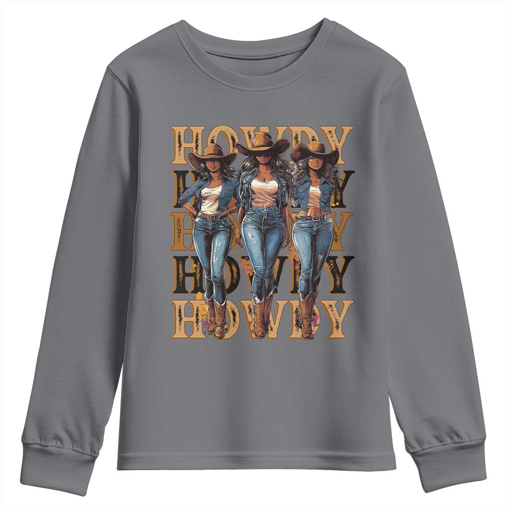 Black Cowgirl Youth Sweatshirt Howdy Melanin Rodeo Queen TS09