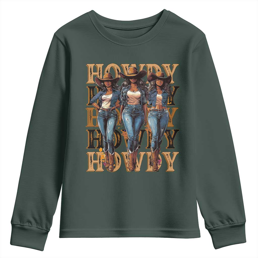 Black Cowgirl Youth Sweatshirt Howdy Melanin Rodeo Queen TS09