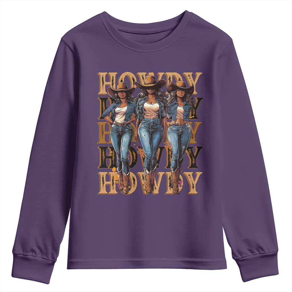 Black Cowgirl Youth Sweatshirt Howdy Melanin Rodeo Queen TS09