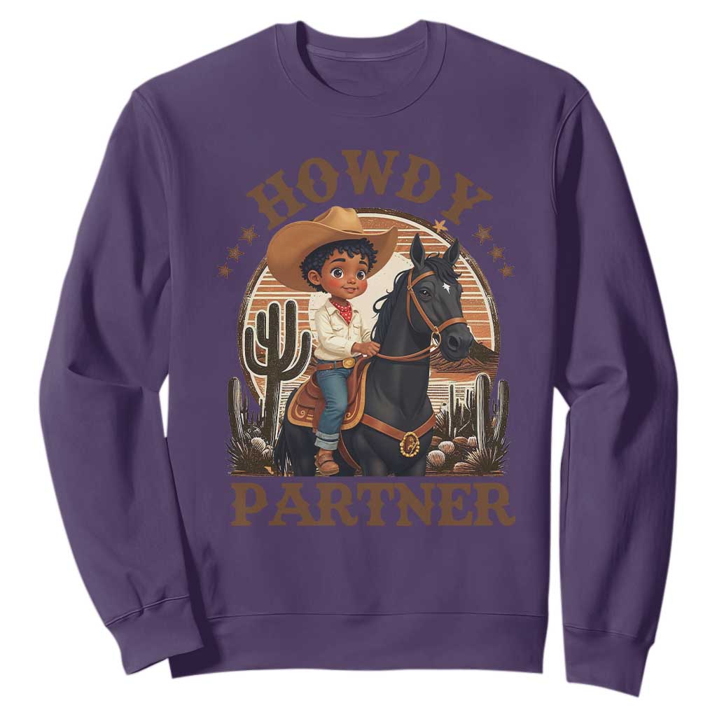 Black Cowboy Sweatshirt Howdy Partner Black History Month TS09