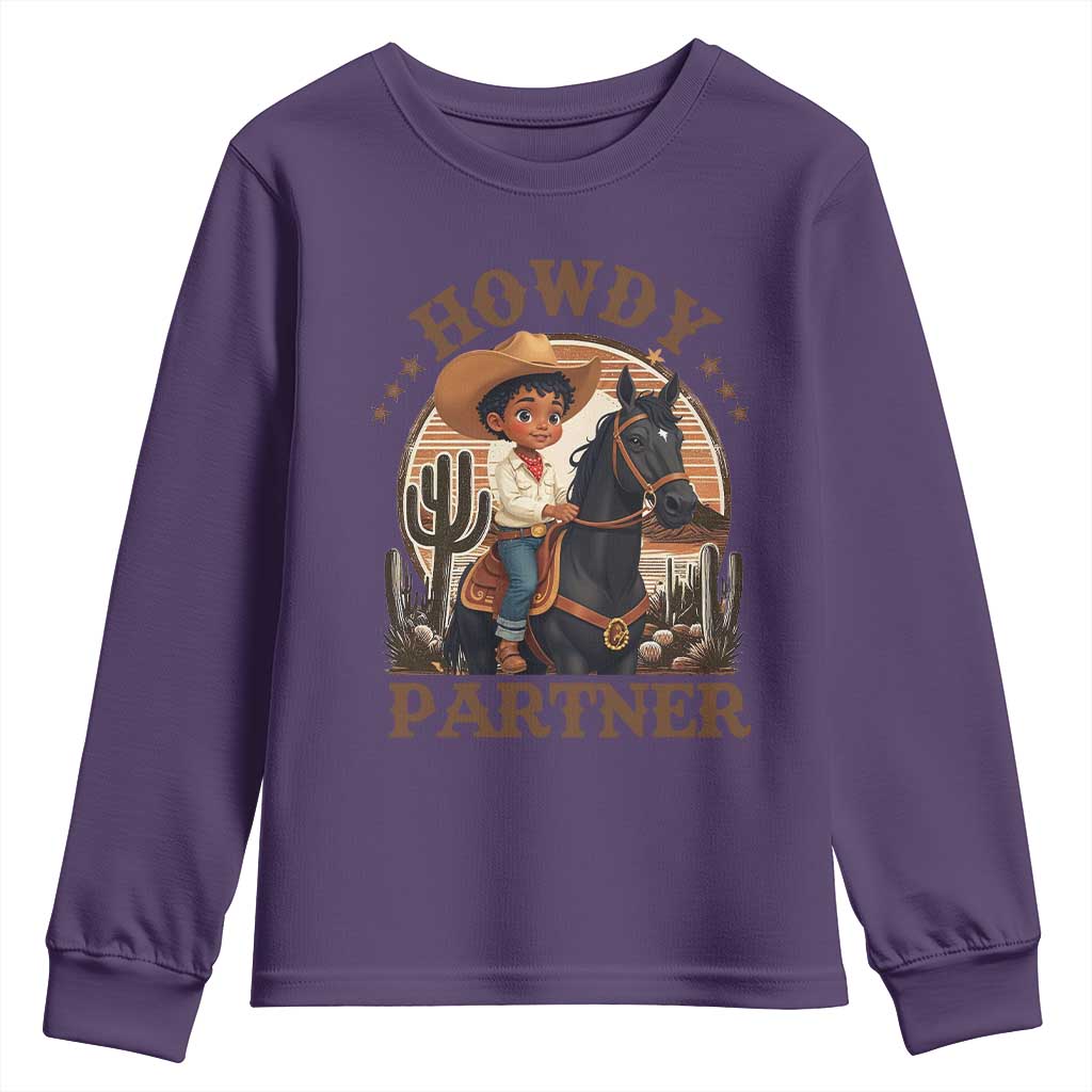 Black Cowboy Youth Sweatshirt Howdy Partner Black History Month TS09