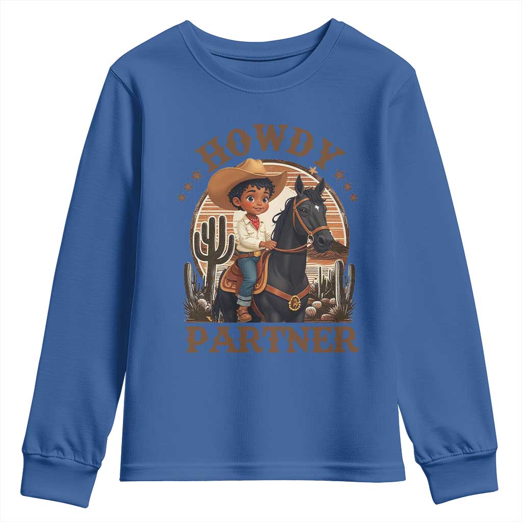 Black Cowboy Youth Sweatshirt Howdy Partner Black History Month TS09