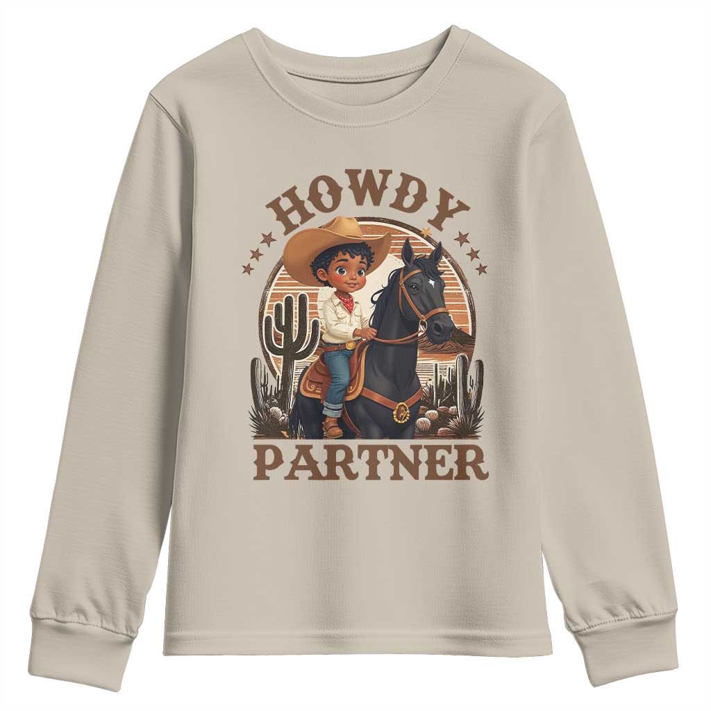 Black Cowboy Youth Sweatshirt Howdy Partner Black History Month TS09