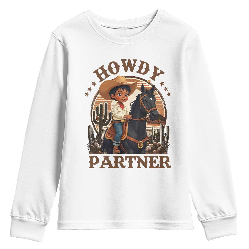 Black Cowboy Youth Sweatshirt Howdy Partner Black History Month TS09
