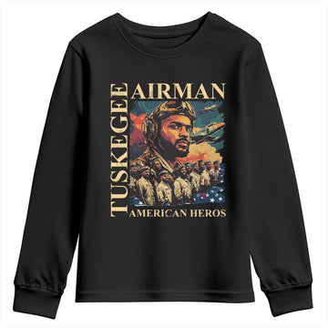 Tuskegee Airman Youth Sweatshirt American Heroes US Pilots Black History TS09