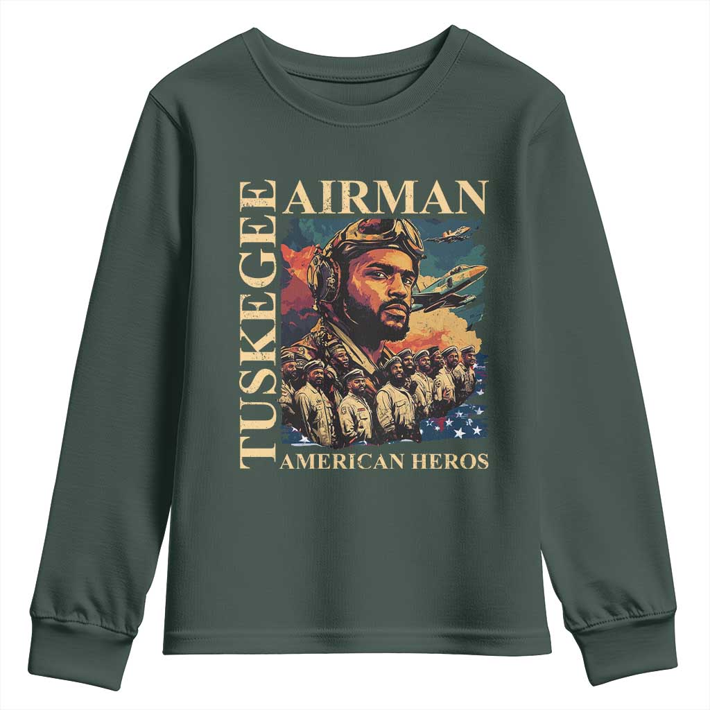 Tuskegee Airman Youth Sweatshirt American Heroes US Pilots Black History TS09