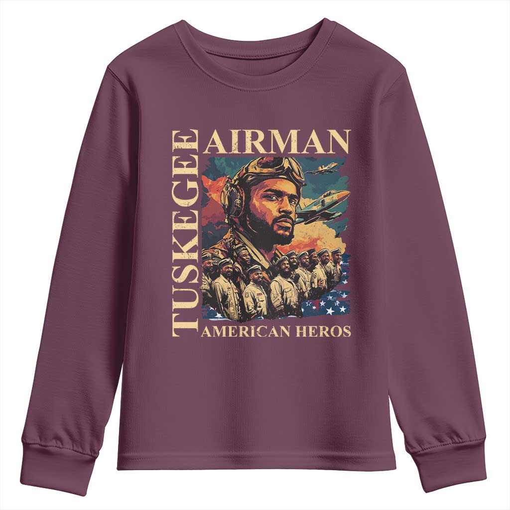 Tuskegee Airman Youth Sweatshirt American Heroes US Pilots Black History TS09