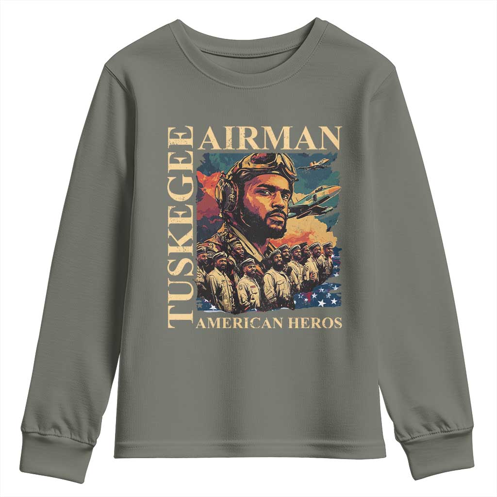 Tuskegee Airman Youth Sweatshirt American Heroes US Pilots Black History TS09