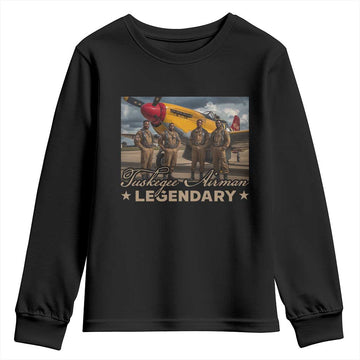 Tuskegee Airman Youth Sweatshirt Legendary US Pilots Black History TS09