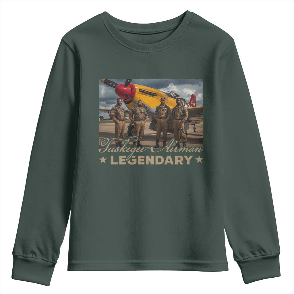 Tuskegee Airman Youth Sweatshirt Legendary US Pilots Black History TS09