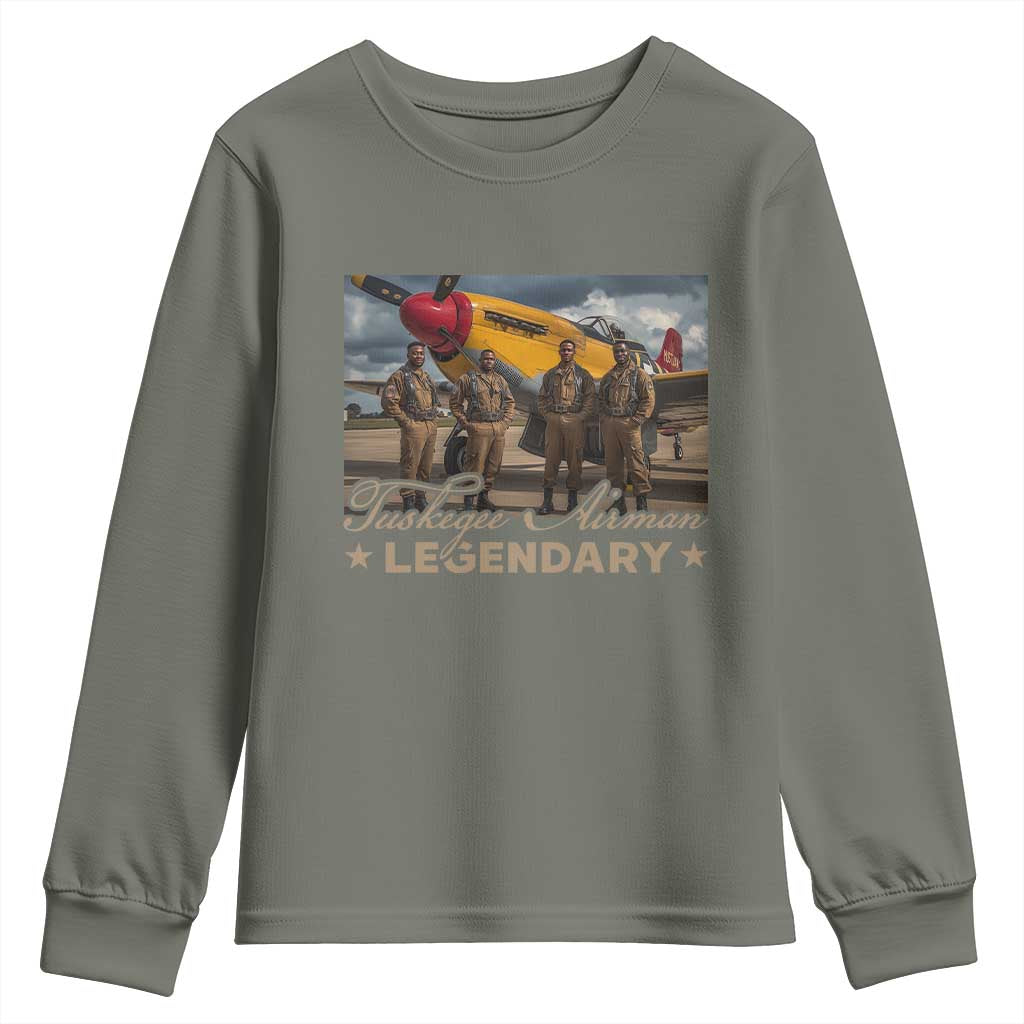 Tuskegee Airman Youth Sweatshirt Legendary US Pilots Black History TS09