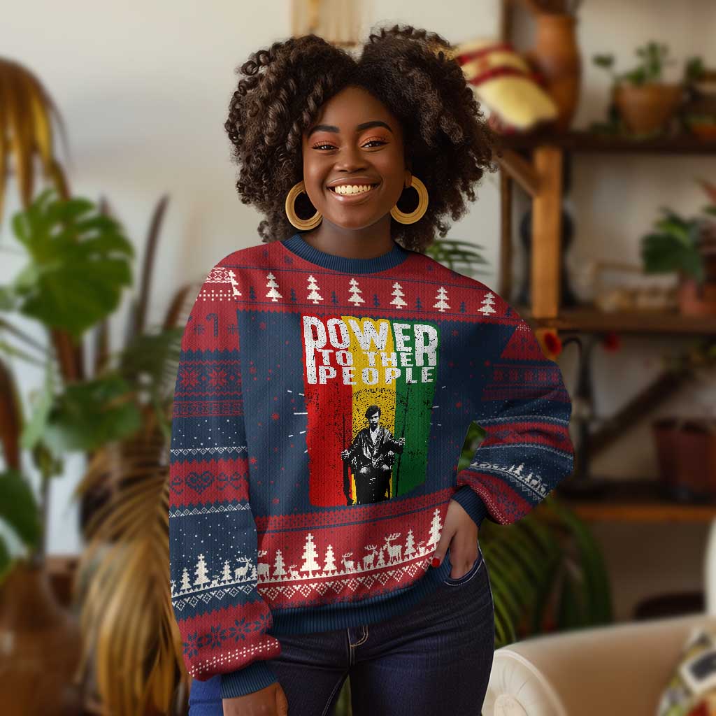Black Panther Party Huey P. Newton Ugly Christmas Sweater Power To The People TS09