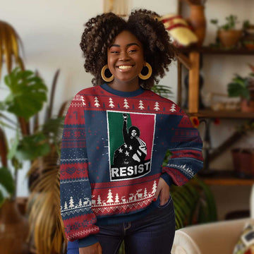 Resist Angela Davis Ugly Christmas Sweater Black Panther Party History Civil Rights TS09