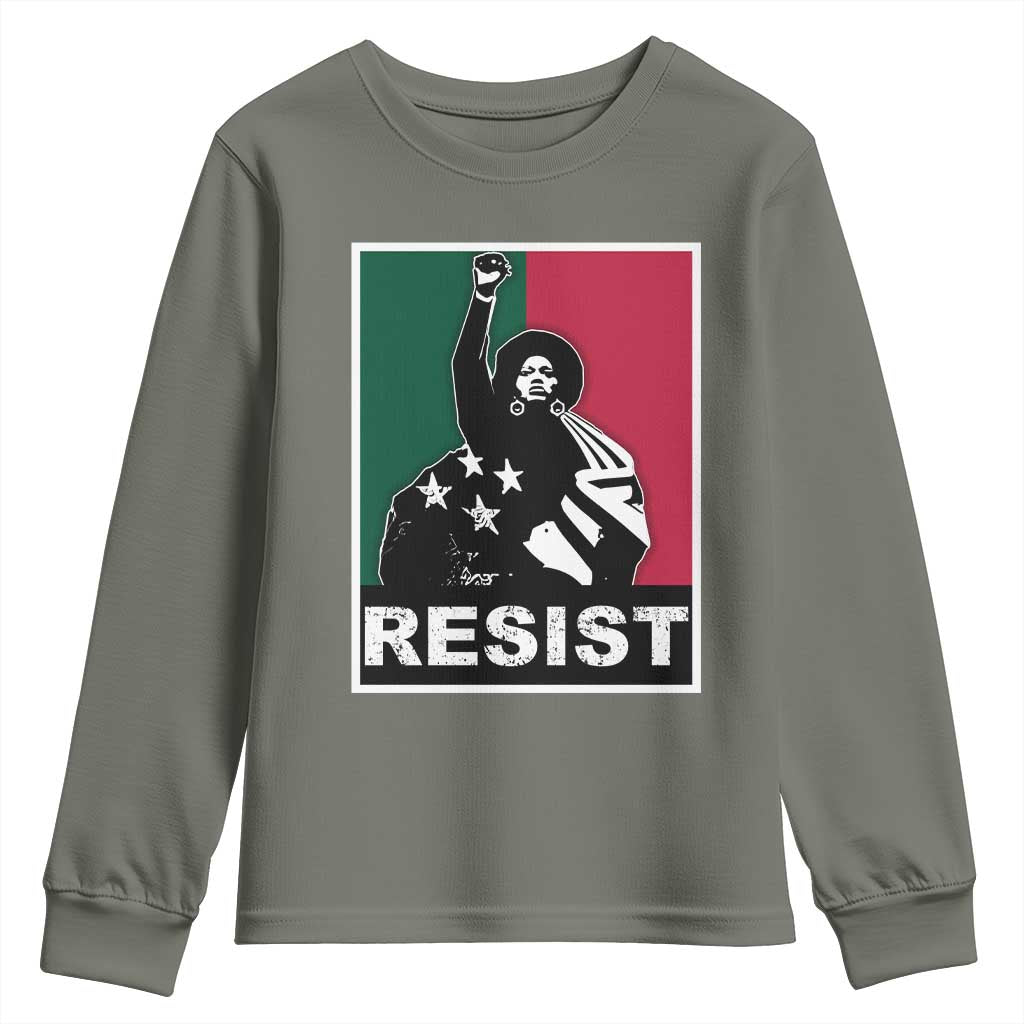 Resist Angela Davis Youth Sweatshirt Black Panther Party History Civil Rights TS09