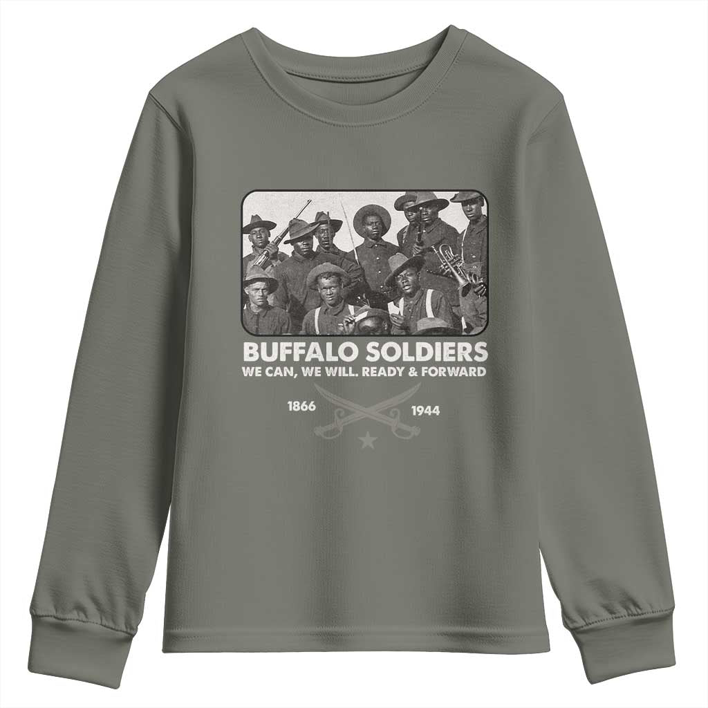 Buffalo Soldiers Youth Sweatshirt We Can We Will Ready Forward Black History TS09
