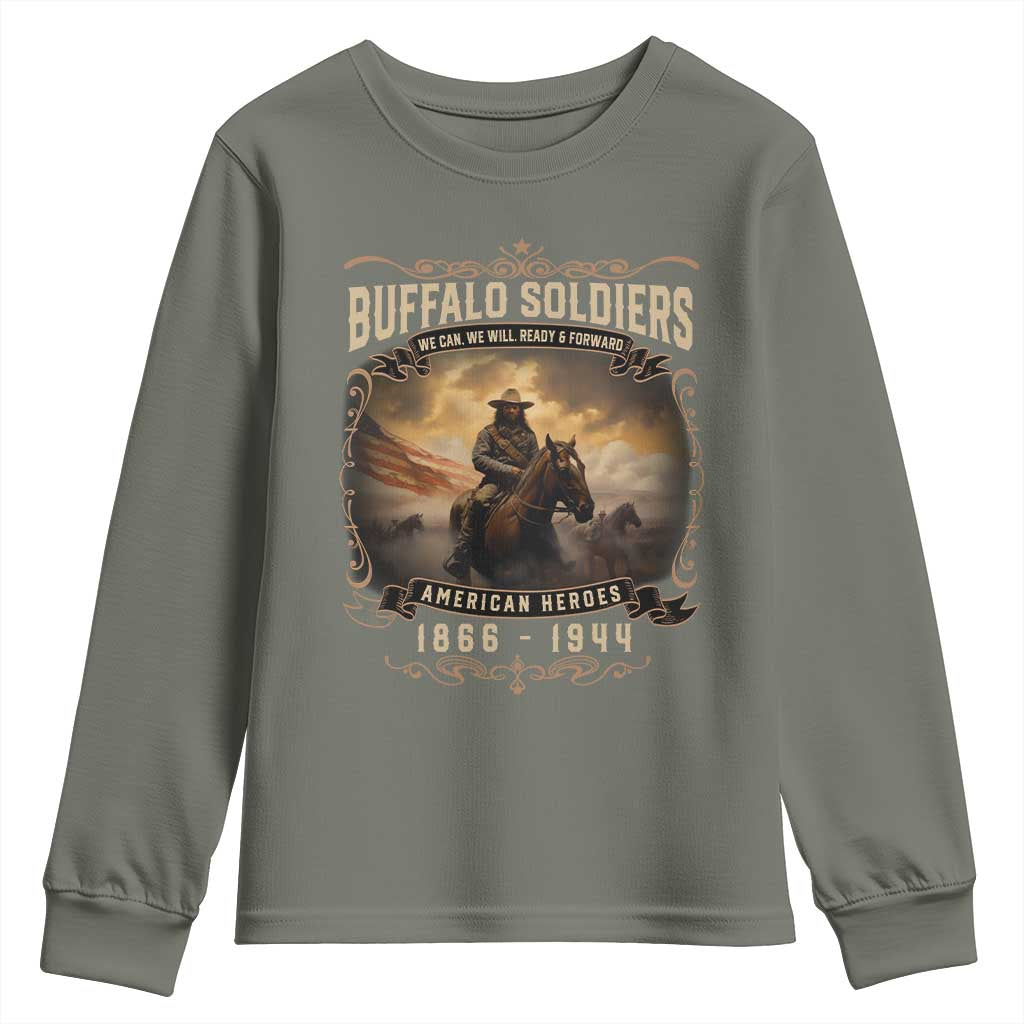 Buffalo Soldiers Youth Sweatshirt American Heros Cavalry Black History TS09