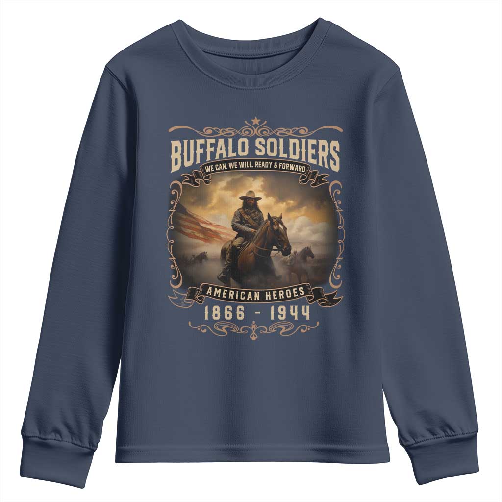 Buffalo Soldiers Youth Sweatshirt American Heros Cavalry Black History TS09