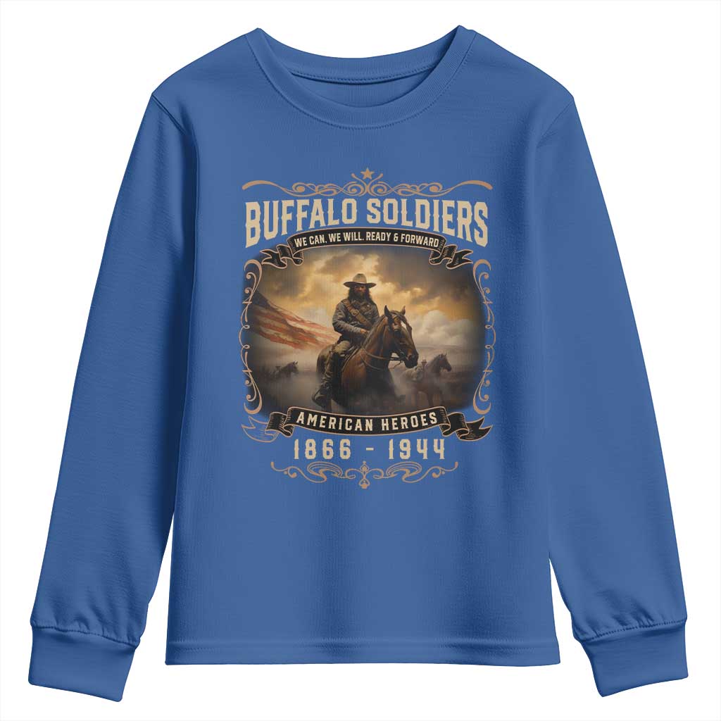 Buffalo Soldiers Youth Sweatshirt American Heros Cavalry Black History TS09