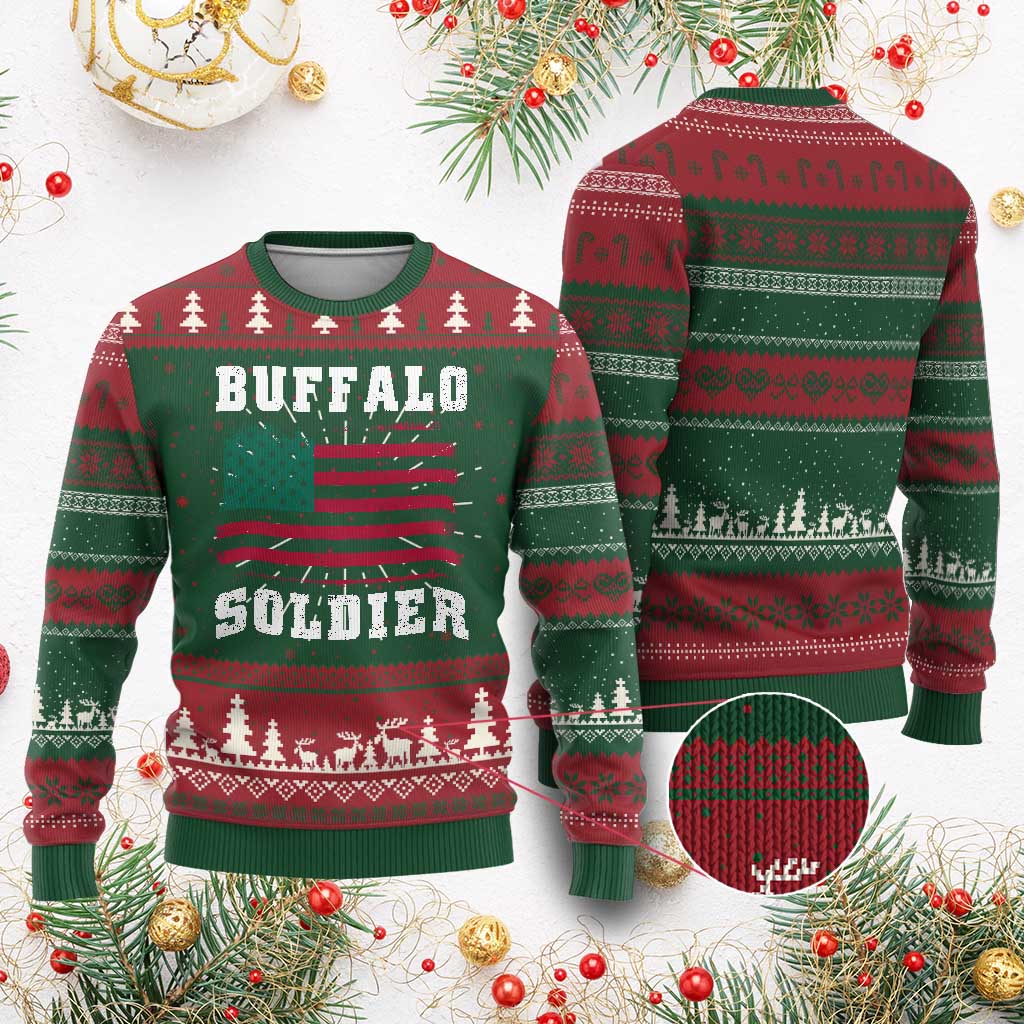 Buffalo Soldiers Ugly Christmas Sweater African American Cavalry Black History TS09
