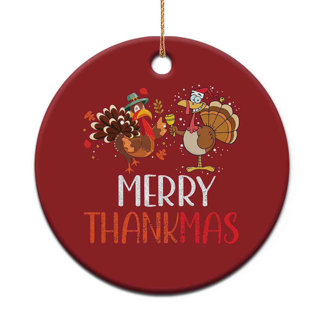 Thanksgiving Xmas Christmas Ornament Merry Thankmas Santa Turkey TS09