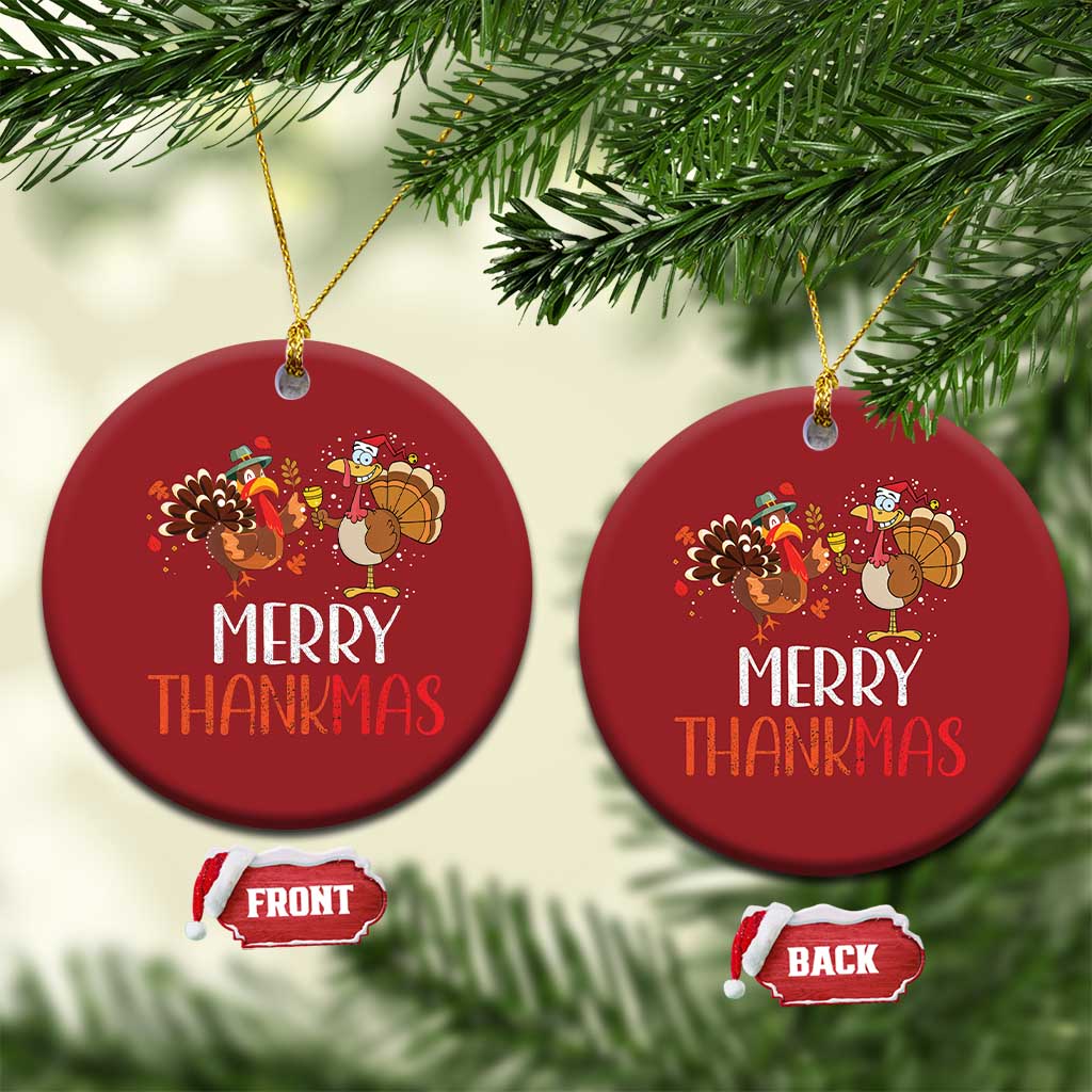Thanksgiving Xmas Christmas Ornament Merry Thankmas Santa Turkey TS09