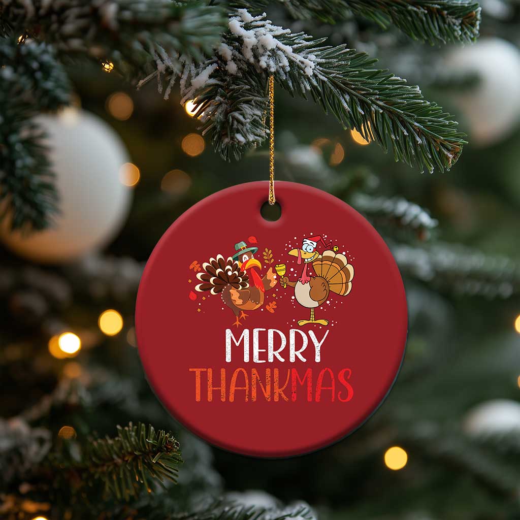 Thanksgiving Xmas Christmas Ornament Merry Thankmas Santa Turkey TS09