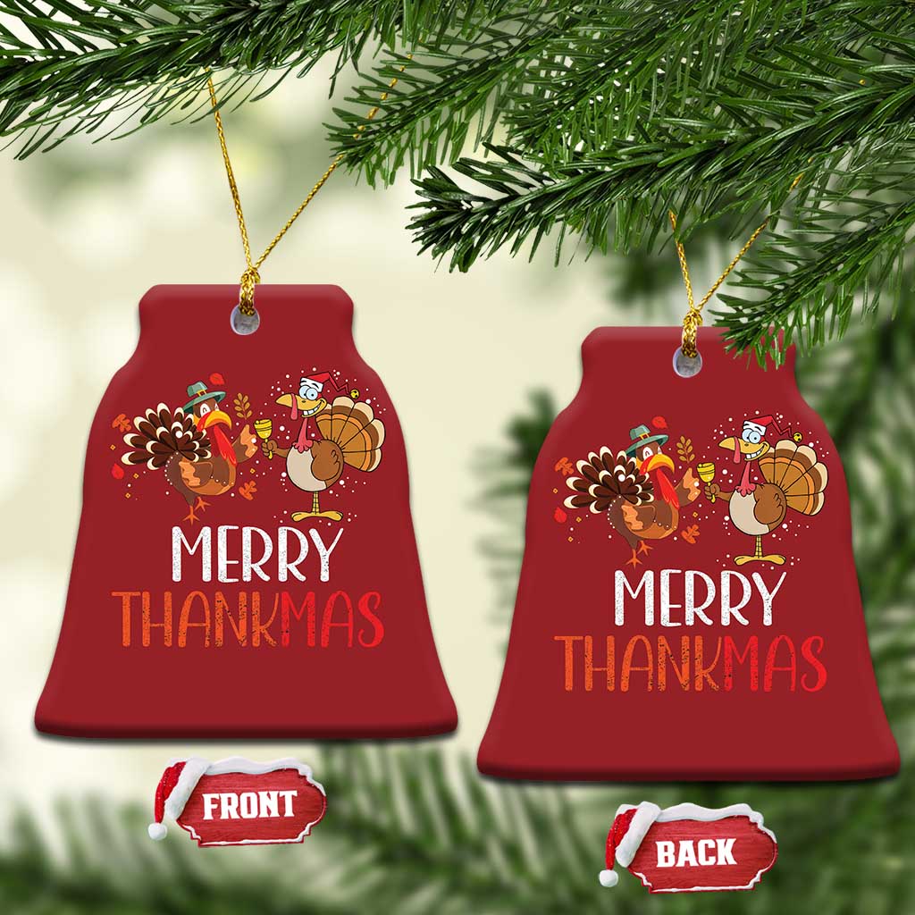 Thanksgiving Xmas Christmas Ornament Merry Thankmas Santa Turkey TS09