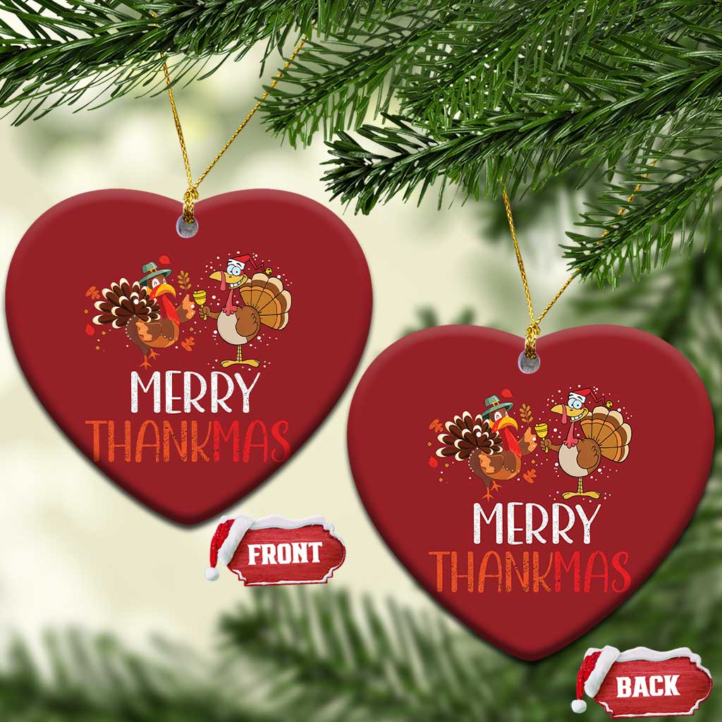 Thanksgiving Xmas Christmas Ornament Merry Thankmas Santa Turkey TS09