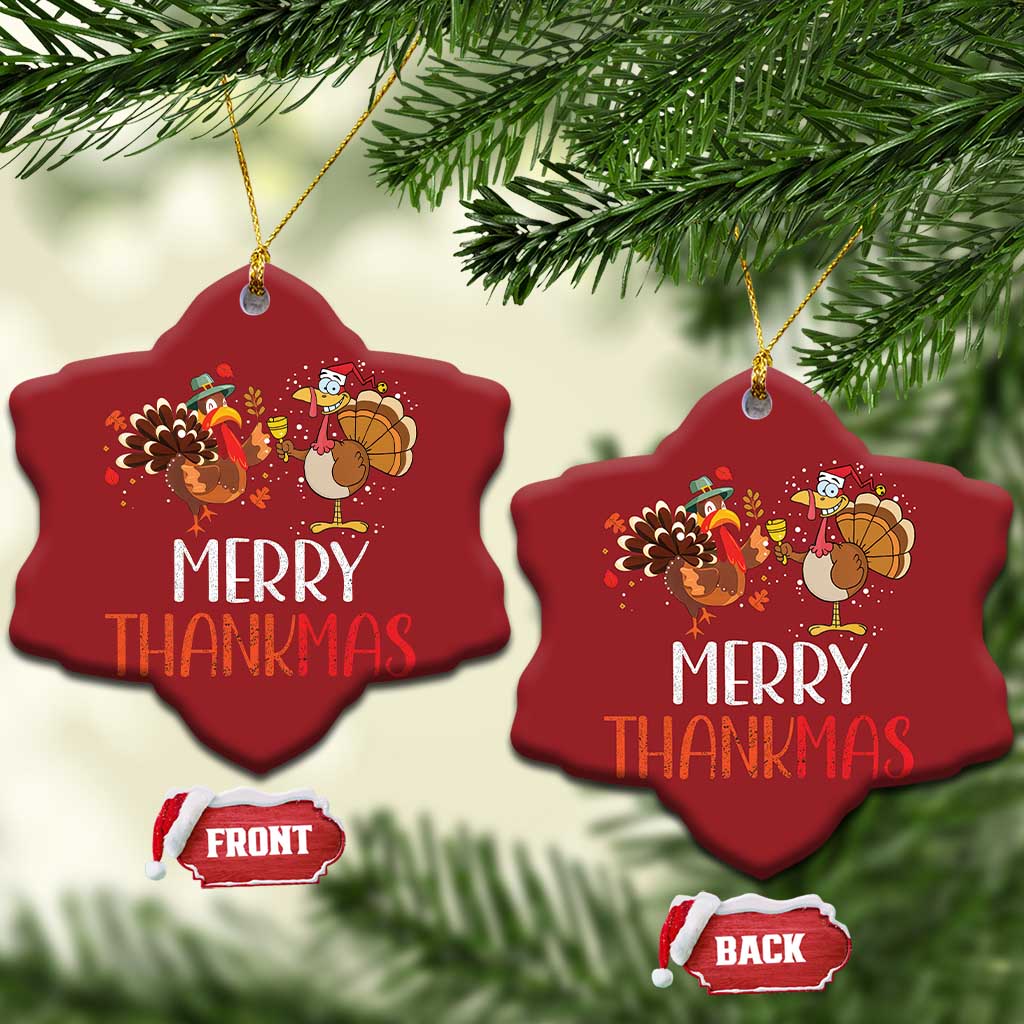 Thanksgiving Xmas Christmas Ornament Merry Thankmas Santa Turkey TS09