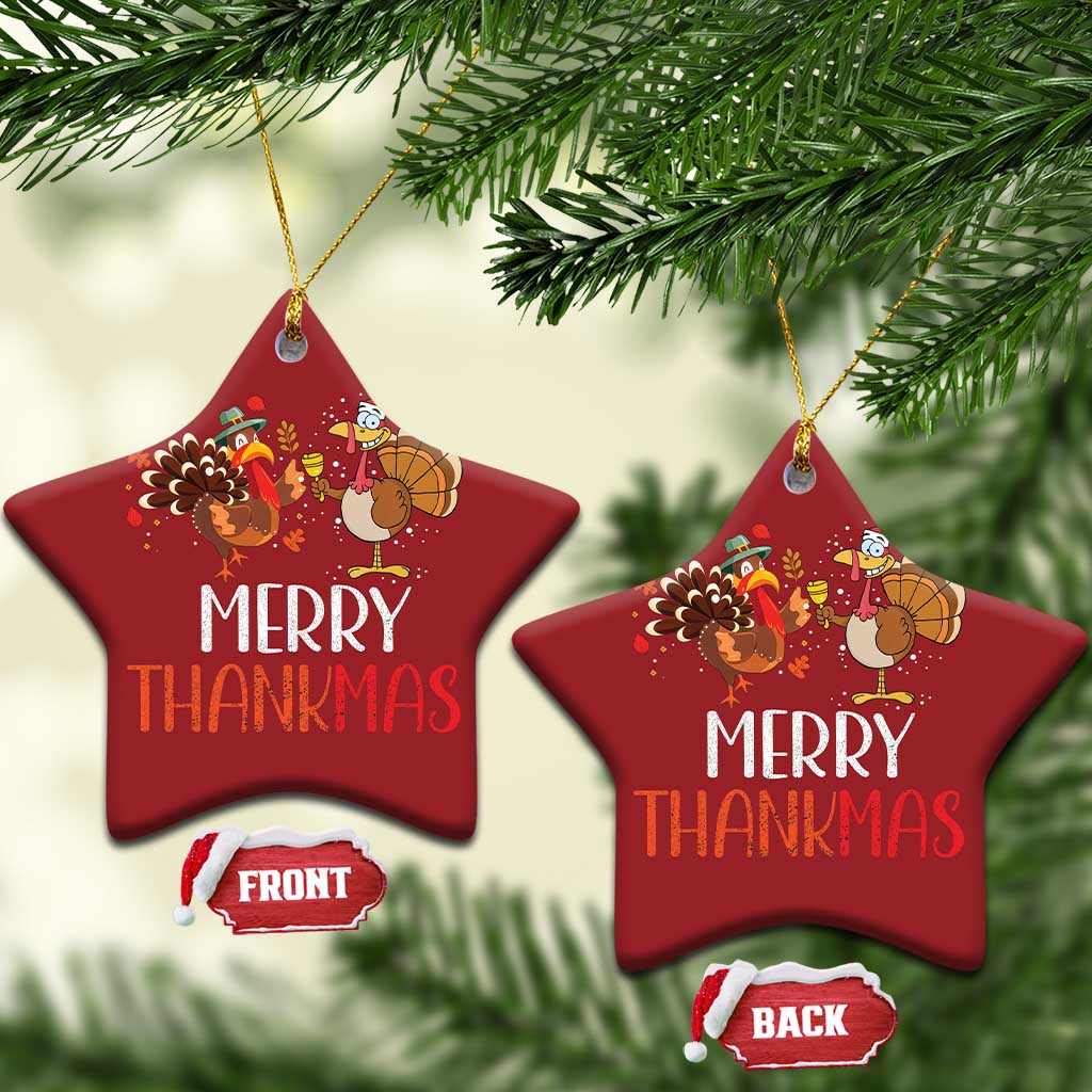Thanksgiving Xmas Christmas Ornament Merry Thankmas Santa Turkey TS09