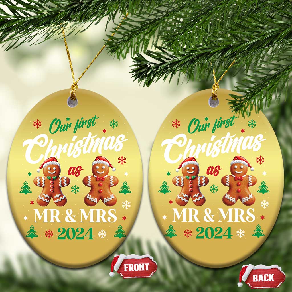 Our First Christmas As Mr Mrs 2024 Christmas Ornament Cute Gingerbread Couple TS09