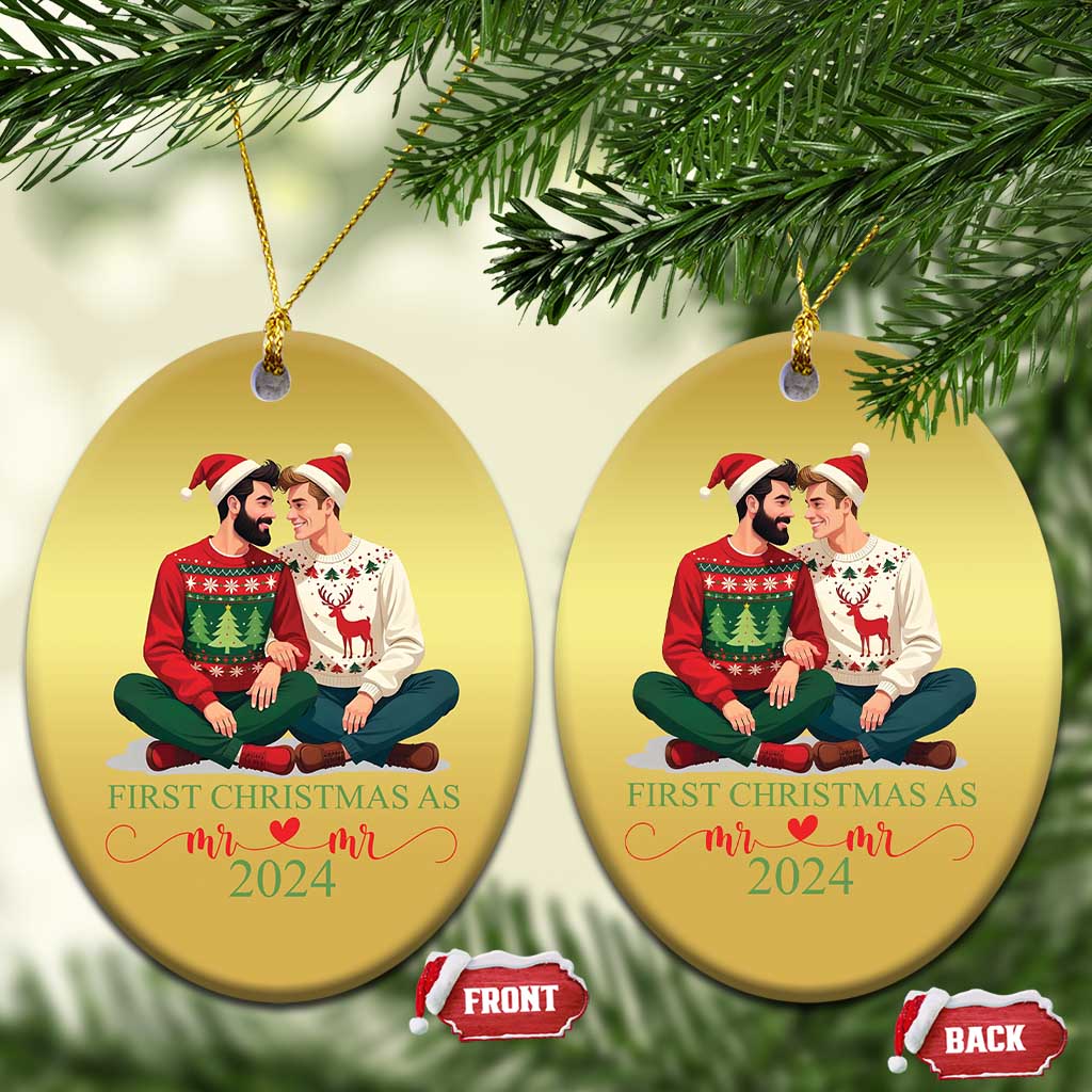 Our First Christmas As Mr Mr 2024 Christmas Ornament LGBT Gay Couple Xmas TS09